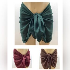 Zuliana Stylish Wrap/Skirt/Scarf in Green, Burgundy and Brown One Size.